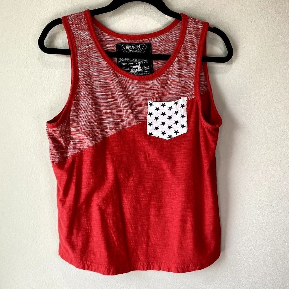 Broken Threads Red Patriotic Pocket Tank S - Picture 7 of 7